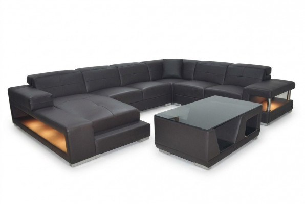 Sofa set zitbank set hoekbank salontafel leren banken nieuw G8017