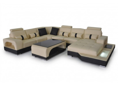 Leder Bank Moderne Bank Bekleding Ontwerp Woonlandschap + Tafel Hoekbank Zitbank