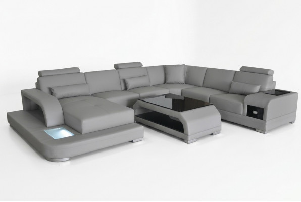 Leren bank woonlandschap set Design Modern hoekbank bank U-vorm G8013 + tafel