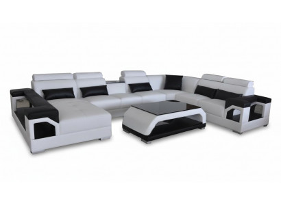 Leren bank Moderne zitbank Bekleding Ontwerp Woonlandschap + Tafel Hoek