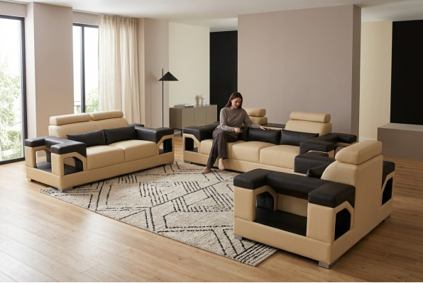 3+2+1 Set Leren Bank Bank Bekleding Bankstellen Banken Woonkamer