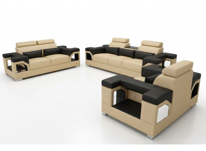 3+2+1 Set Leren Bank Bank Bekleding Bankstellen Banken Woonkamer