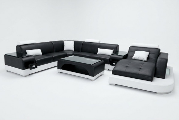 Leder Hoekbank Hoek Woonlandschap Set Ontwerp Modern Bank Banken U-vorm G8009