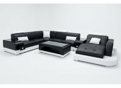Leder Hoekbank Hoek Woonlandschap Set Ontwerp Modern Bank Banken U-vorm G8009