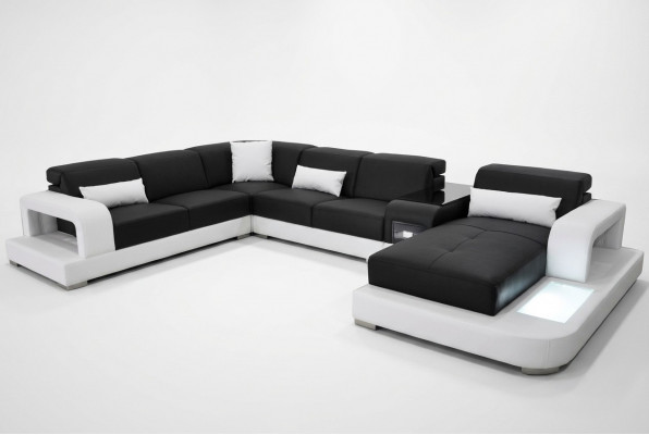 Leren hoekbank Hoekwoonlandschapstel Design Moderne Banken U-vorm G8006