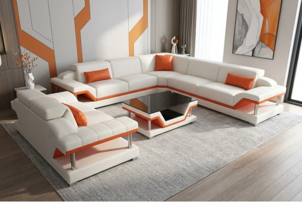 Eckbank Gepolsterde Bank Zithoek Leer Set Woonlandschap Modern