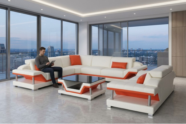 Leder hoekbankstel bankstellen banken stoffering woonlandschap luxe hoek