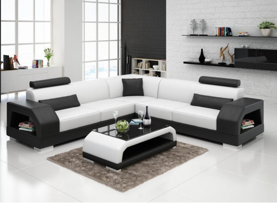 XXL Bank Hoekbank Leer Woonlandschap Set Design Modern Bank L-vorm G8001B  XXL Bank Hoekbank Leren Woonlandschap Set Design Moderne Bank L-vorm G8001B