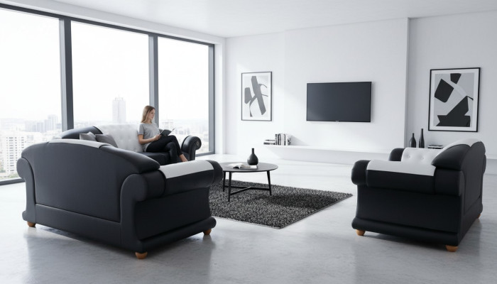 3+2+1 set leren bank bank gestoffeerde banken bankstellen woonlandschap luxe nieuw