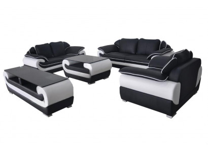 Lederen Moderne XXL Bankstel Woonlandschap Leren bankstel Bankstel 3+2+1 D04 + Tafel