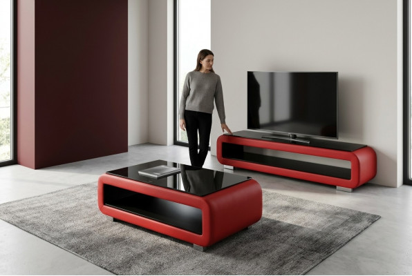Ontwerper salontafel gestoffeerd leer glas Moderne tafel CT9010 + RTV