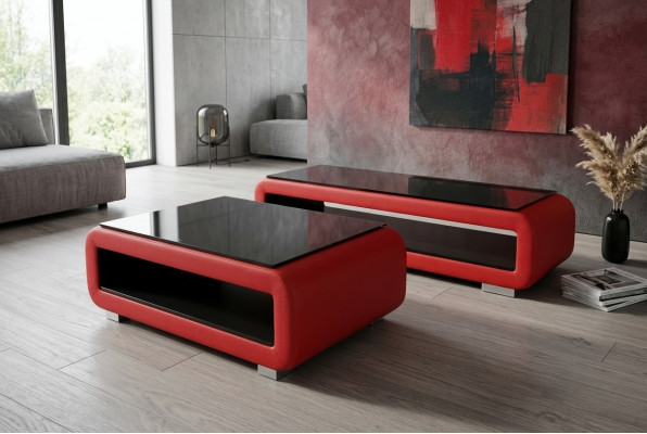 Ontwerper salontafel gestoffeerd leer glas Moderne tafel CT9010 + RTV