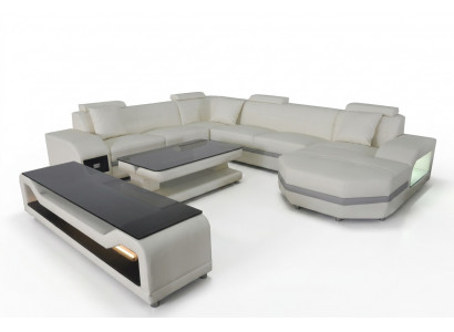 Leder hoekbank gestoffeerde bankstellen woonlandschap luxe set hoekbanken bank