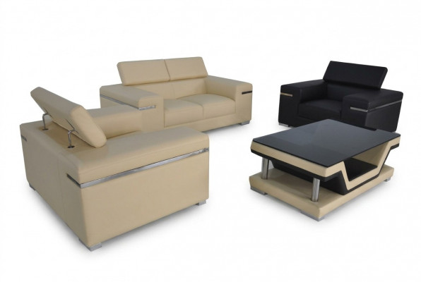 Lederen moderne XXL bank woonlandschap leren bank bankstel 2+1+1 + tafel Nieuw