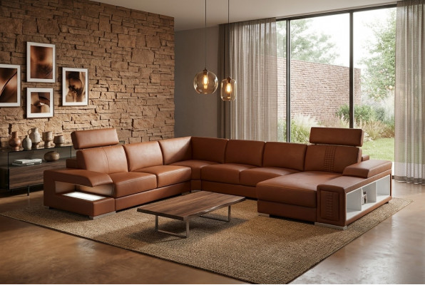 Woonomgeving met een U-vormige design hoekbank.
