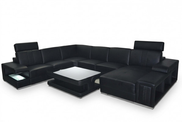 Leder Bank Bank Bekleding Hoek Zitbank Hoek bank Woongebied + Tafel