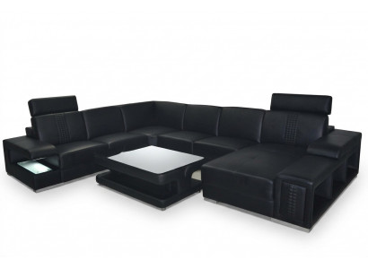 Leder Bank Bank Bekleding Hoek Zitbank Hoek bank Woongebied + Tafel