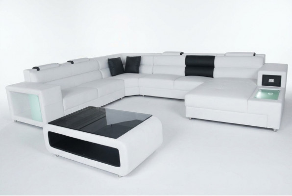 Ontwerp Lederen Beklede Hoekbank Lederen Zitbank Sofa Beklede Hoek Woon Landschap Kamer Nieuw