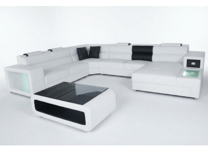 Ontwerp Lederen Beklede Hoekbank Lederen Zitbank Sofa Beklede Hoek Woon Landschap Kamer Nieuw