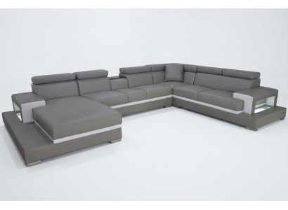 Design Leder bekleding Zitkamer Woonbank Hoekbank Bankstel Designer Set XXL
