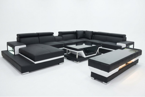 Ontwerp leren bekleding zithoek hoek woonkamer bank ontwerperset.