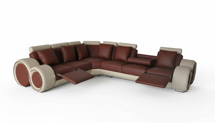 Ontwerp Lederen bekleding XXL Zitkamer Bank Bank Ontwerper Hoekbankstel