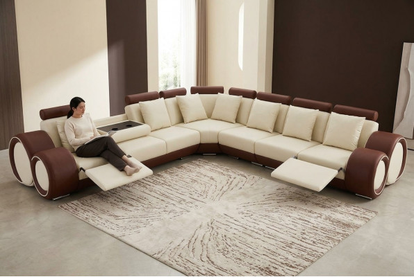 Design XXL Leder bekleding zithoek woonkamer hoekbank bank ontwerper
