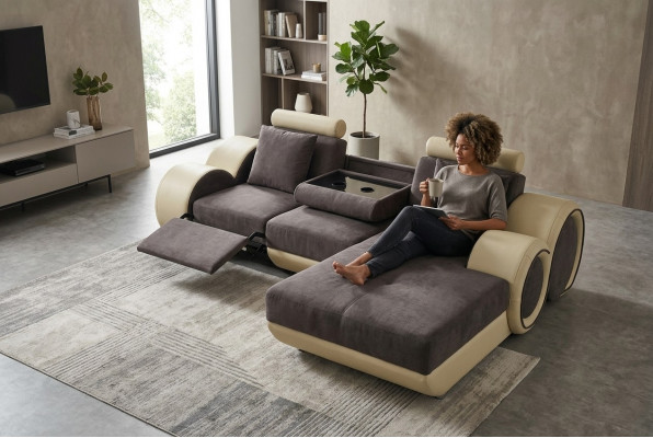 Design Bank Hoekbank Leren Hoekbank Hoekbank Landschap Bekleding L-vorm