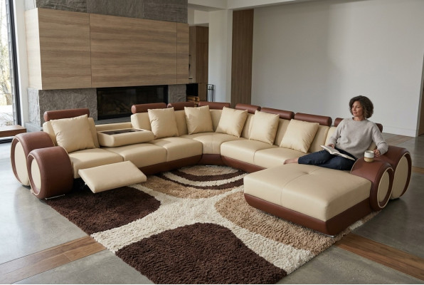 Bank Hoekbank Leren Hoekbank Set Hoek Landschap Bekleding Decoratie Design Wonen