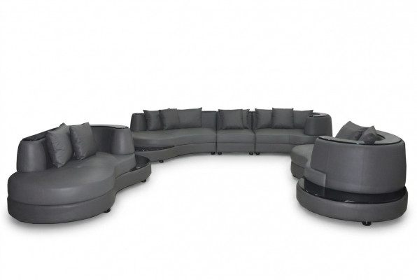 Luxe hoeklounge met leren decoratie inrichting, landschap, zitgedeelte, hoek XXL bank.