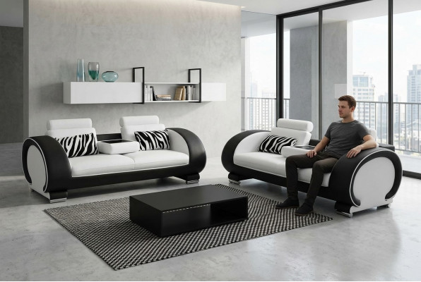 Bank Bank Zitkussen Complete Set 3+3 bankstellen Ontwerpbanken Leer