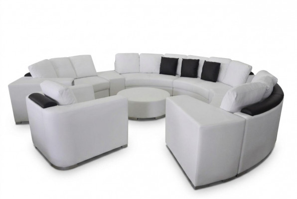 Ronde hoekbank bank gestoffeerd XXL Groot Ronde banken woonlandschap Fauteuil Poef