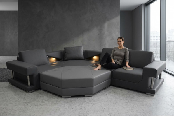 Eckbank Bank Bekleding Hoek Woon Landschap Designer Banken Textiel A1131 Kamer