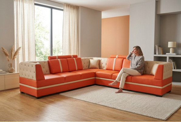 Eckbank Bank Bekleding Hoek Woonkamer Landschap Ontwerper Decor Banken