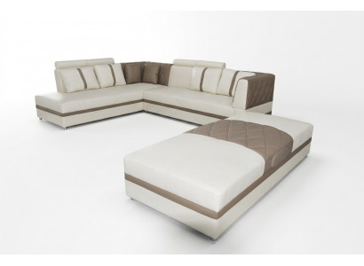 Hoek Leer Modern XXL Bank Woonlandschap Leren Bank L-vorm A1128II+Voetenbank