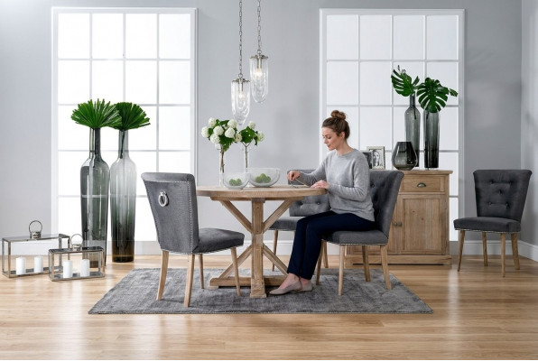 Klassieke design ronde tafel Ronde tafel Houten tafels 110/140 cm Eetkamer Nieuw