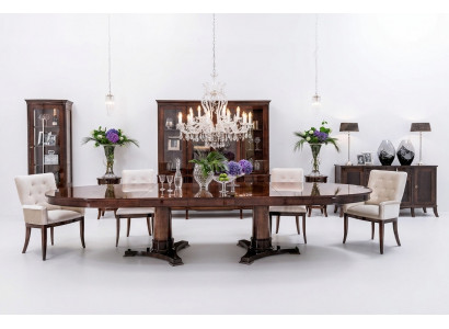 Luxe woonkamer eetkamerset 8 delig meubels tafel dressoir stoelen vitrine