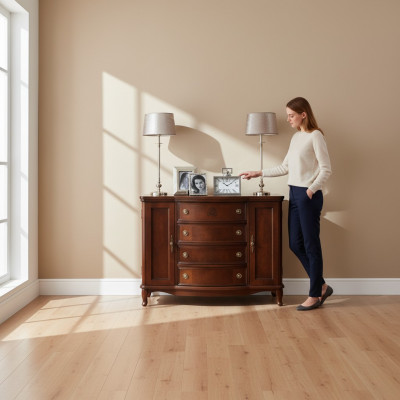 Spiegel + dressoir kast commodes dressoir slaapkamerset hout antieke stijl nieuw.