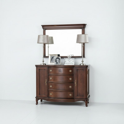 Spiegel + dressoir kast commodes dressoir slaapkamerset hout antieke stijl nieuw.