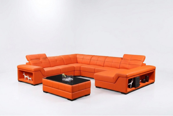 XXL Set Designer woonlandschap hoekbank bank bank U-vorm tafel leer nieuw XXL Set Designer woonlandschap hoekbank bank U-vorm tafel leer nieuw