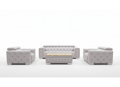 Bankstel Set Zitmeubel Bekleding Leder Design Chesterfield Sofaset 3+2+1 9914 Nieuw