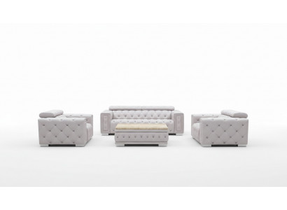 Bankstel Garnituur Bekleding Leder Design Chesterfield Zithoek 3+2 Zits Nieuw