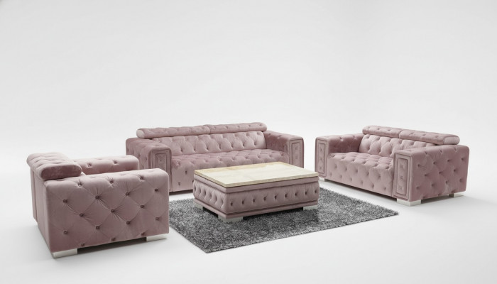 Bankstel Garnituur Bekleding Design Chesterfield Zithoek 3+3 9914 Fluweel Set