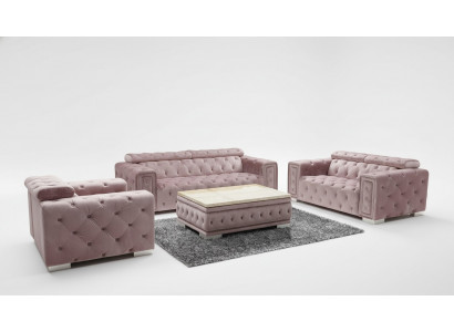 Bankstel Garnituur Bekleding Design Chesterfield Zithoek 3+3 9914 Fluweel Set