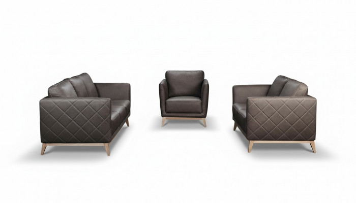 Lederen design bankstel met gestoffeerde zitting 3+1+1 set bankstel Garnituren kunstleer
