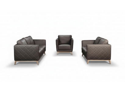 Lederen design bankstel met gestoffeerde zitting 3+1+1 set bankstel Garnituren kunstleer