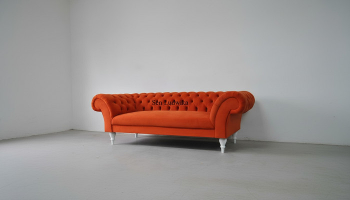 Stof Design Bank Bekleding Sofa's Textiel Modern Sofa Chesterfield 3-zits Oranje