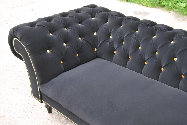Stof Ontwerp Bank Bekleding Textiel Moderne Bank Chesterfield 3-Zits Zwart
