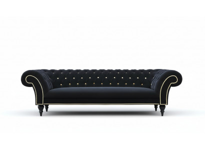 Stof Ontwerp Bank Bekleding Textiel Moderne Bank Chesterfield 3-Zits Zwart