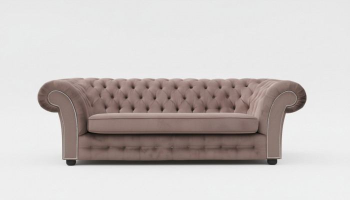 Bank 3-zits stofdesign bank gestoffeerde banken textiel modern chesterfield beige